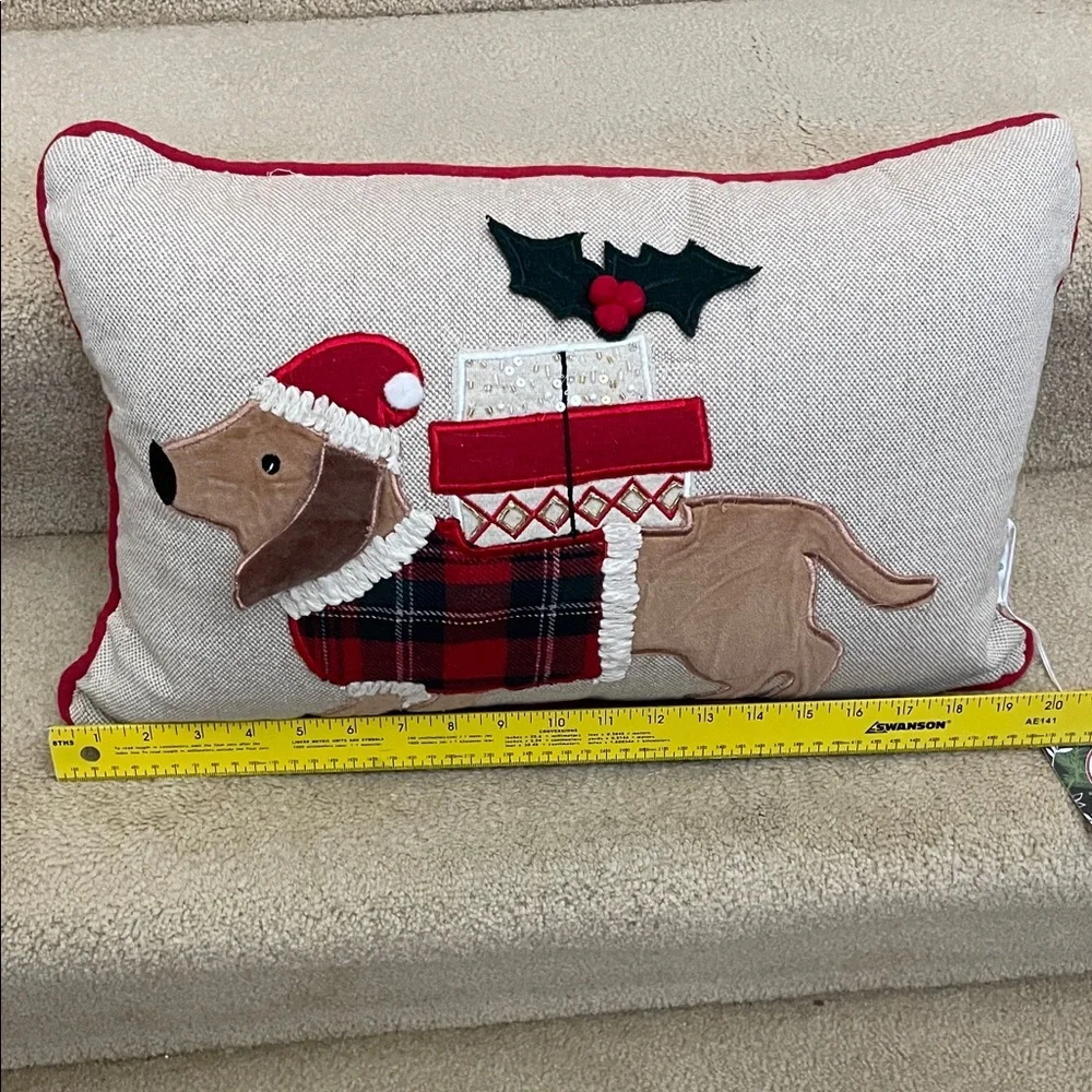 Festive Dachshund Holiday Pillow made by Secret Celebrity